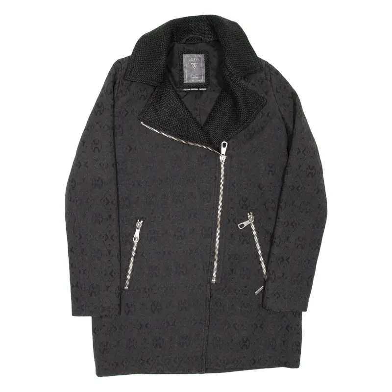 Guess Womens Jacket Black Geometric Uk 6 1
