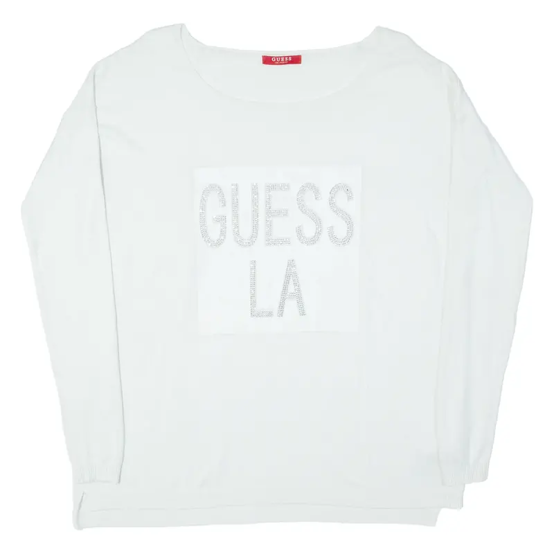 Guess Womens Jumper White Tight Knit S 1