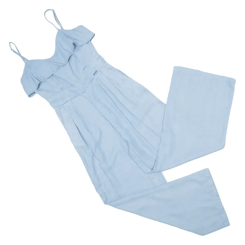 Guess Womens Jumpsuit Blue Wide-Leg Uk 4 1