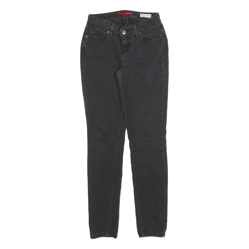 Guess Womens Slim Black Denim Slim Fit Jeans W26 L32 Zip Pocket Design 1