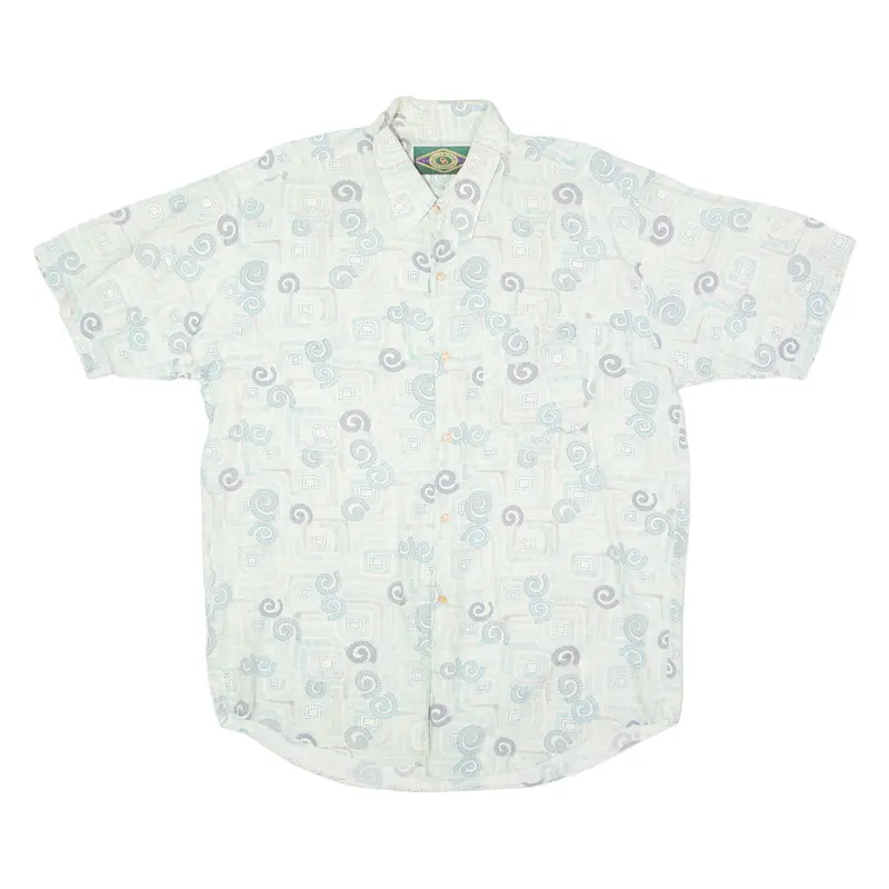 Guy's Dimple Mens Shirt Blue 90S Crazy Pattern Xl 1