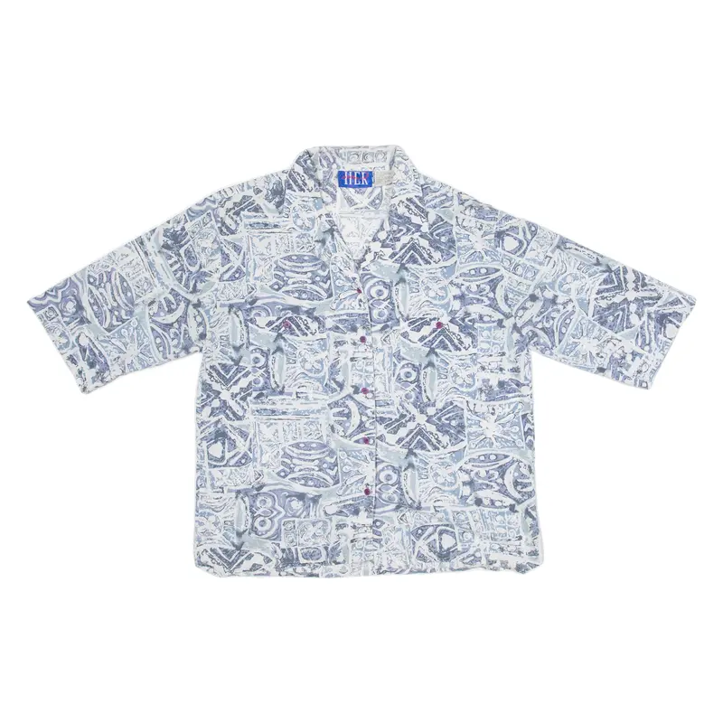H.E.R Mens Shirt Blue Crazy Pattern L 1