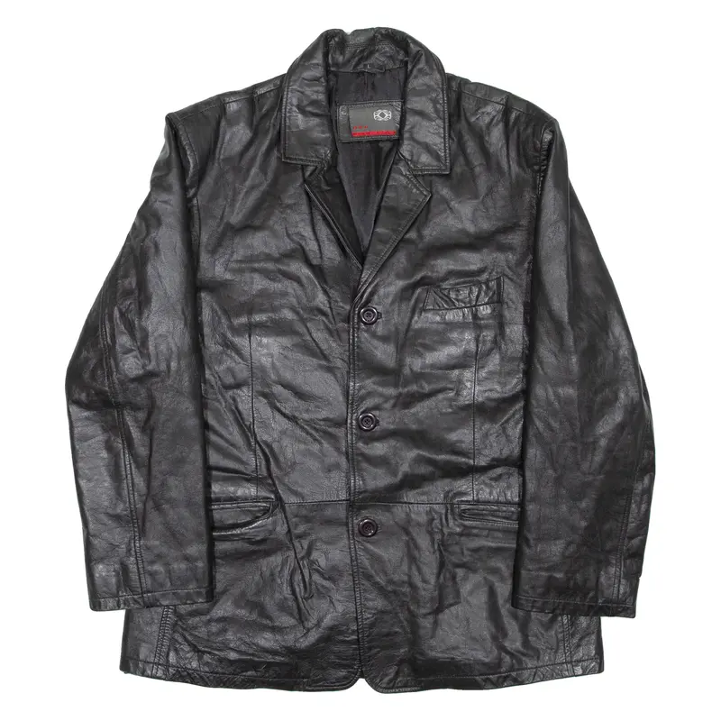 H.K.A Mens Jacket Black Leather L 1