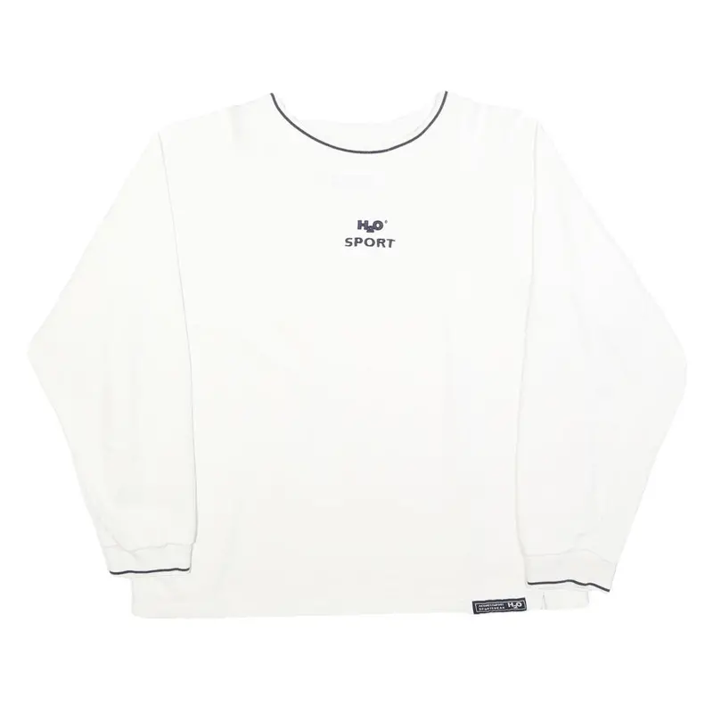 H20 Sportswear Womens White Crew Neck Sweatshirt L Casual Cotton Blend Top 1