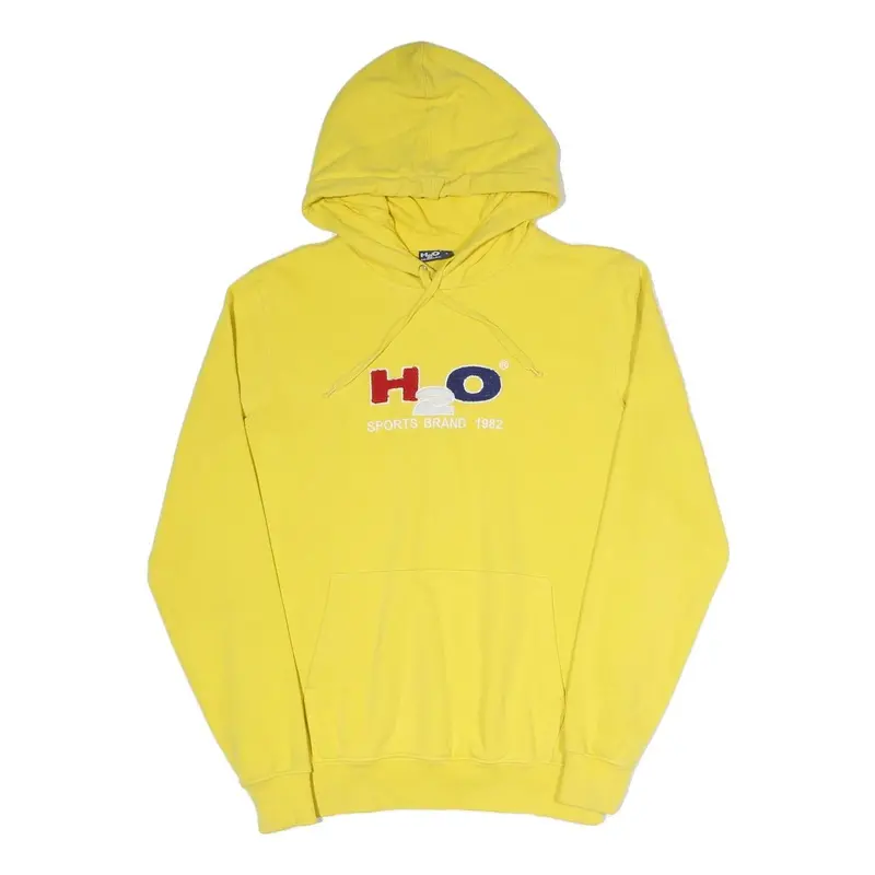 H2o Denmark Mens Yellow Hoodie S Cotton Blend Pullover Sports Brand 1982 1