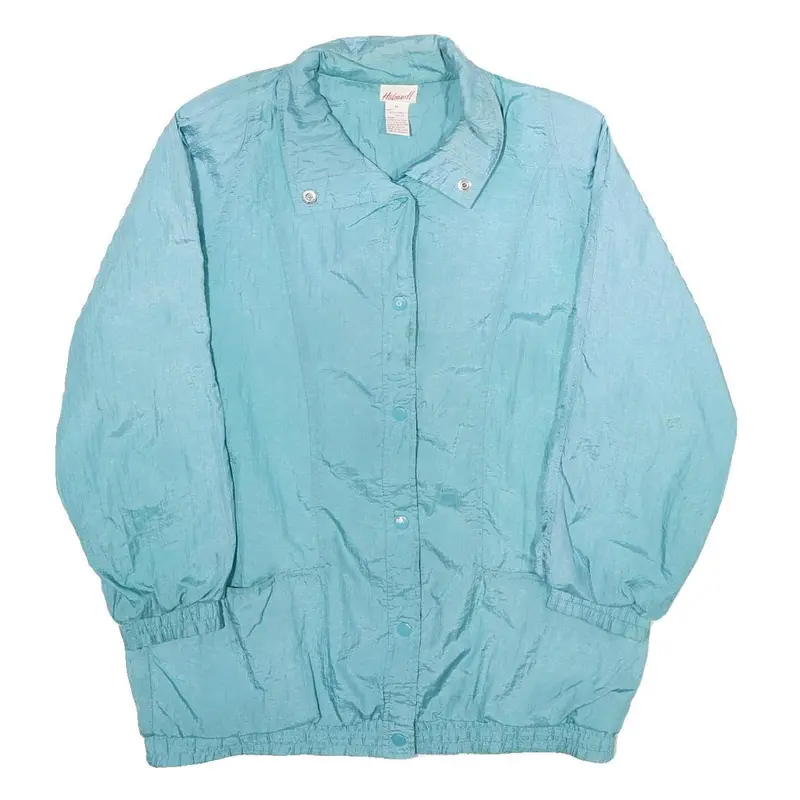 Haband Womens Blue Nylon Jacket M Plain Zip Lightweight Casual Outerwear 1