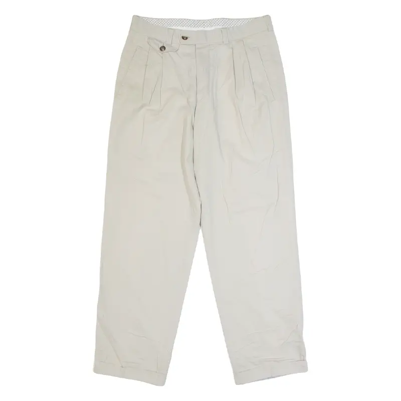 Hagman Turn Up Chino Mens Trousers Beige Regular Straight W32 L29 1
