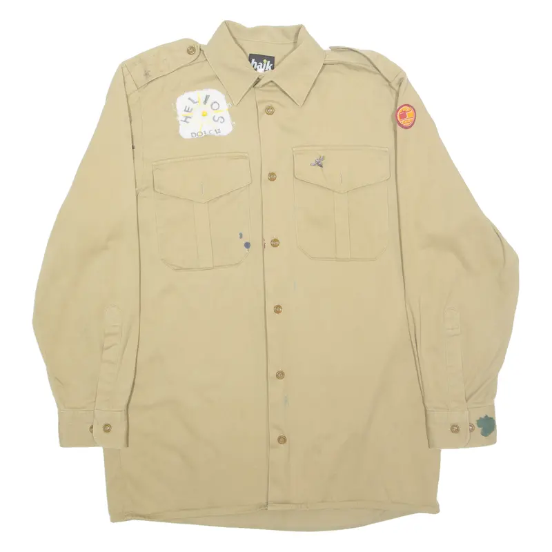 Haik Patches Mens Plain Shirt Brown Long Sleeve M 1