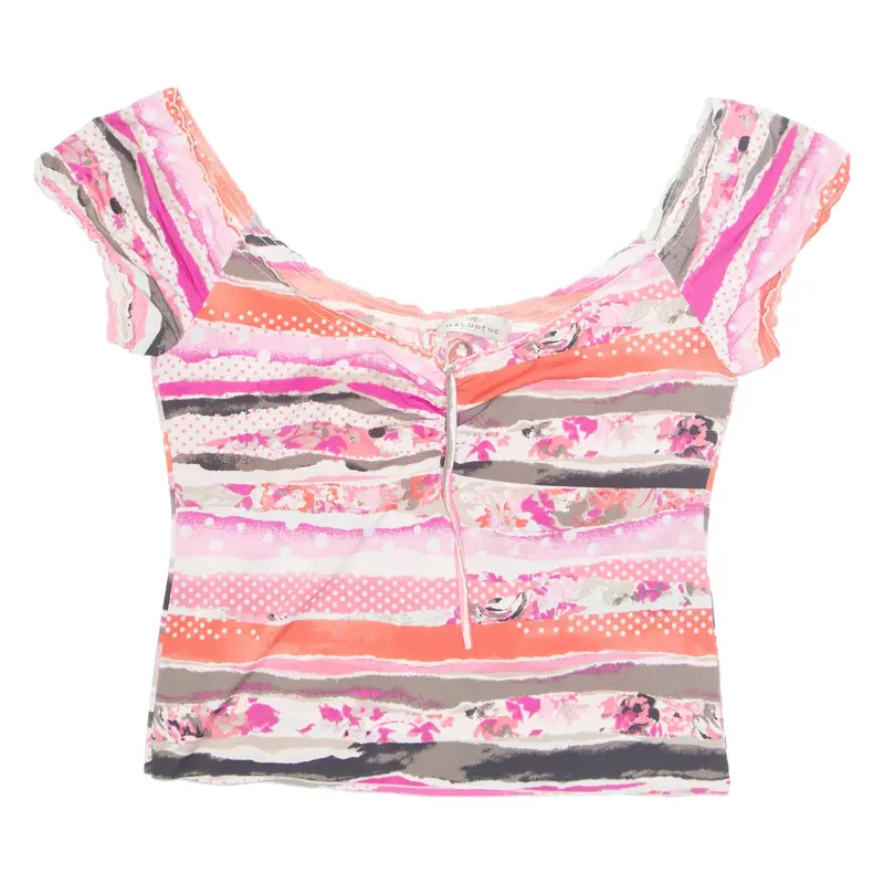 Halogen Womens Printed Top Pink Striped 2Xl 1