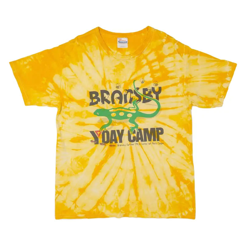 Hanes Lizard Mens Tie Dye T-Shirt Yellow M 1