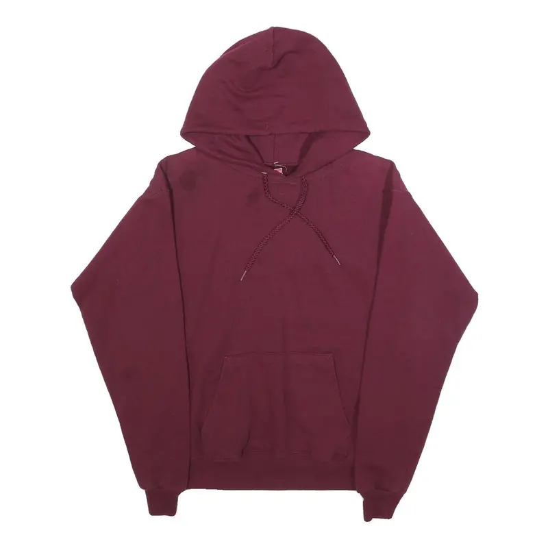 Hanes Mens Maroon Pullover Hoodie S Plain Cotton Blend Casual Workwear 1