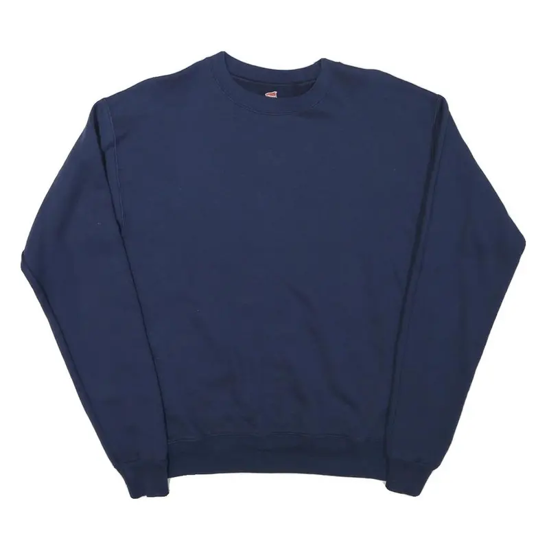 Hanes Mens Navy Blue Sweatshirt Crew Neck S Plain Basic Pullover 1