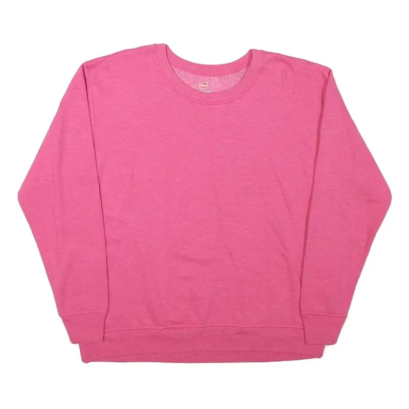 Hanes Mens Pink Crew Neck S Cotton Blend Casual Sweatshirt 1