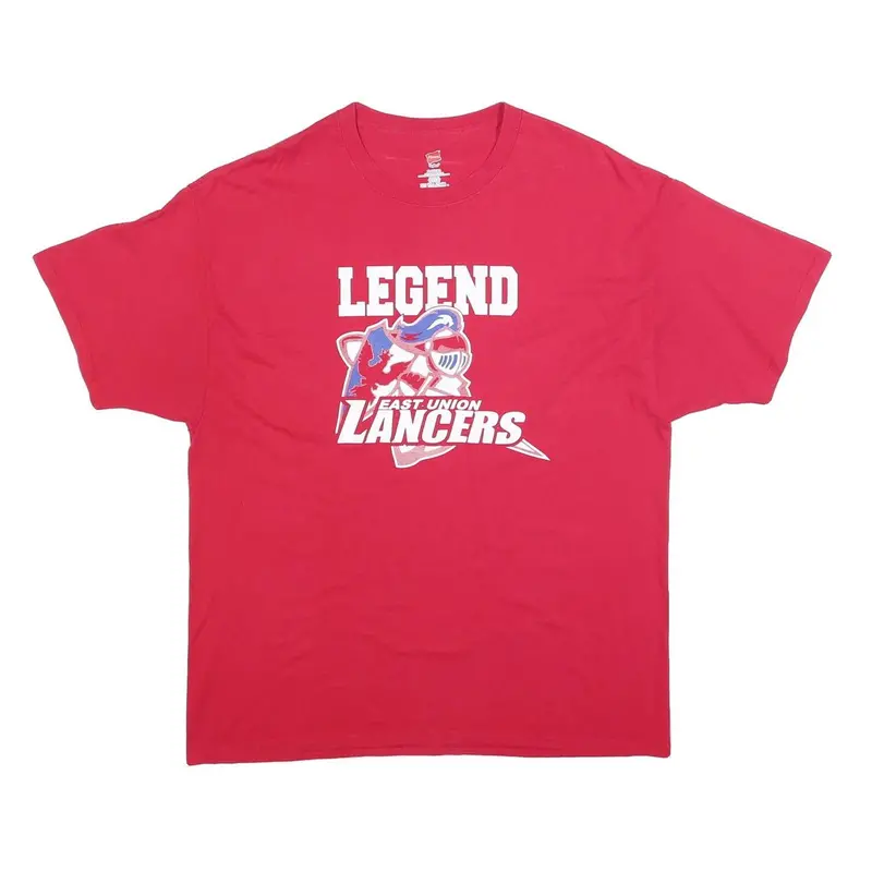 Hanes Mens Red East Union Lancers Graphic T-Shirt Xl Short Sleeve Crew Neck 1