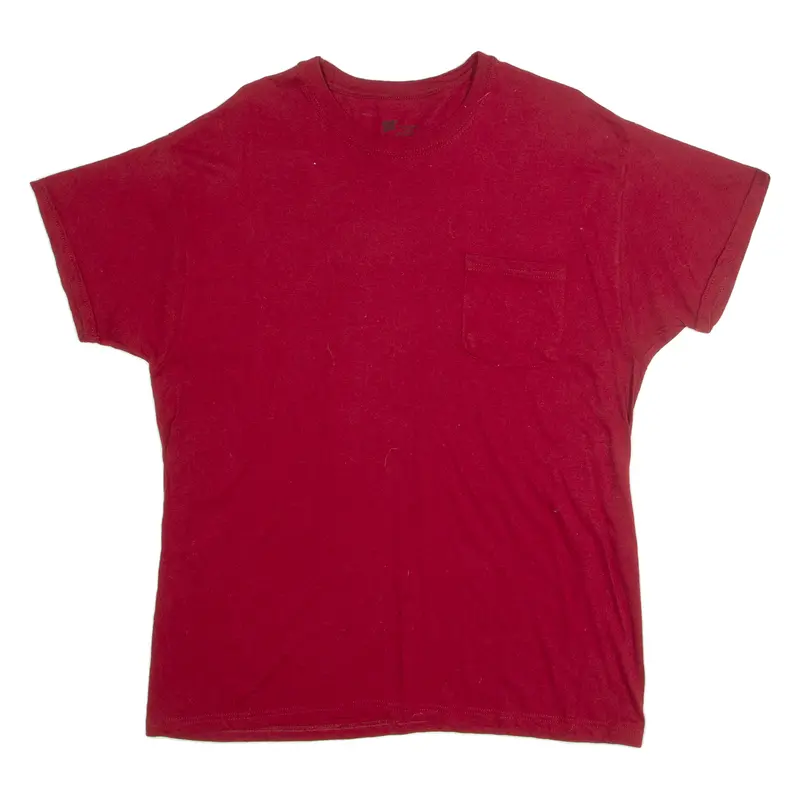 Hanes Mens T-Shirt Maroon L 1