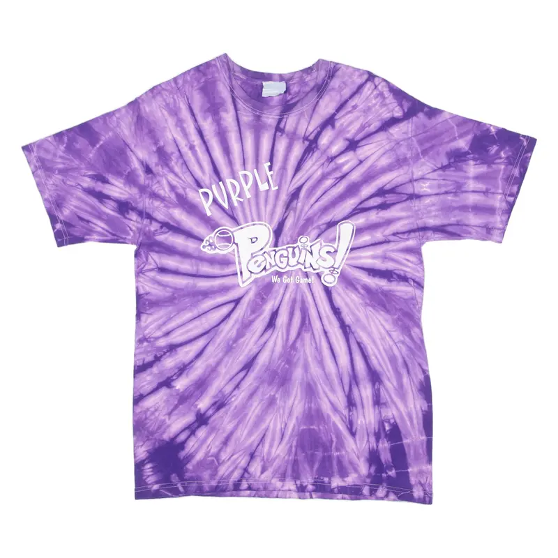 Hanes Purple Penguins Softball Mens Tie Dye T-Shirt Purple Usa Crew Neck M 1