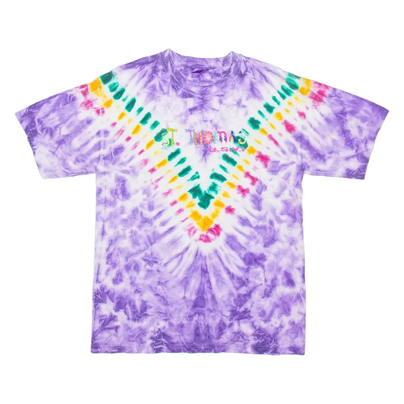 Hanes St Thomas Mens Tie Dye T-Shirt Purple M 1