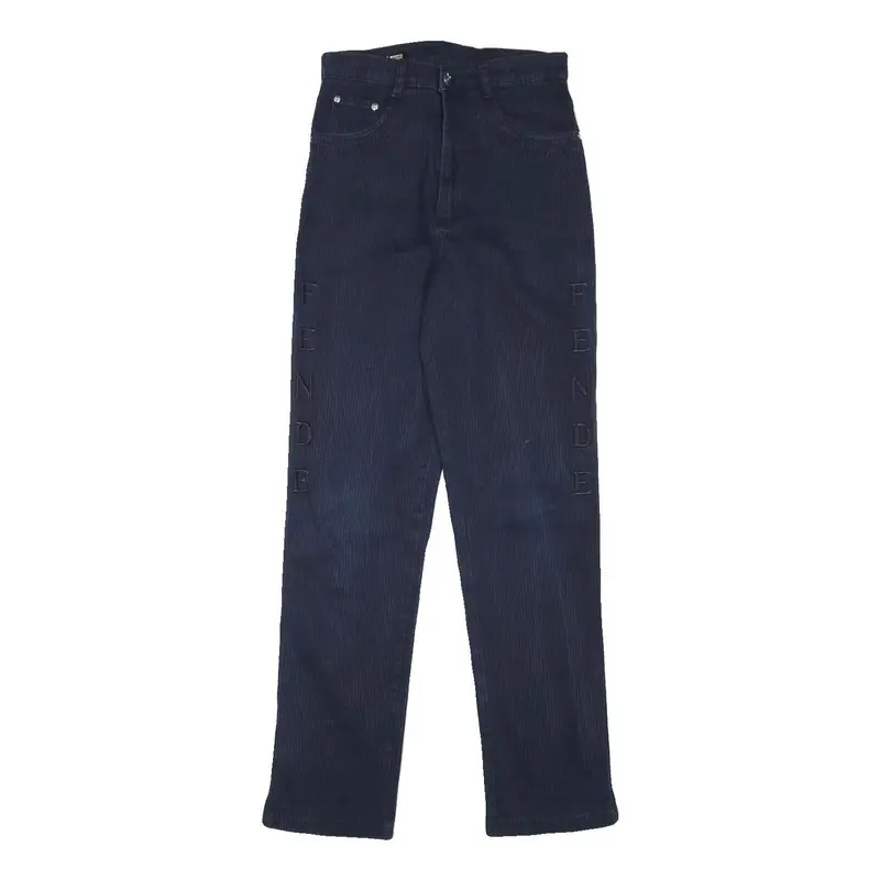 Haofa Jeans Womens Cotton Blend Blue Slim Straight Trousers W26 L30 Slim Fit Zip 1