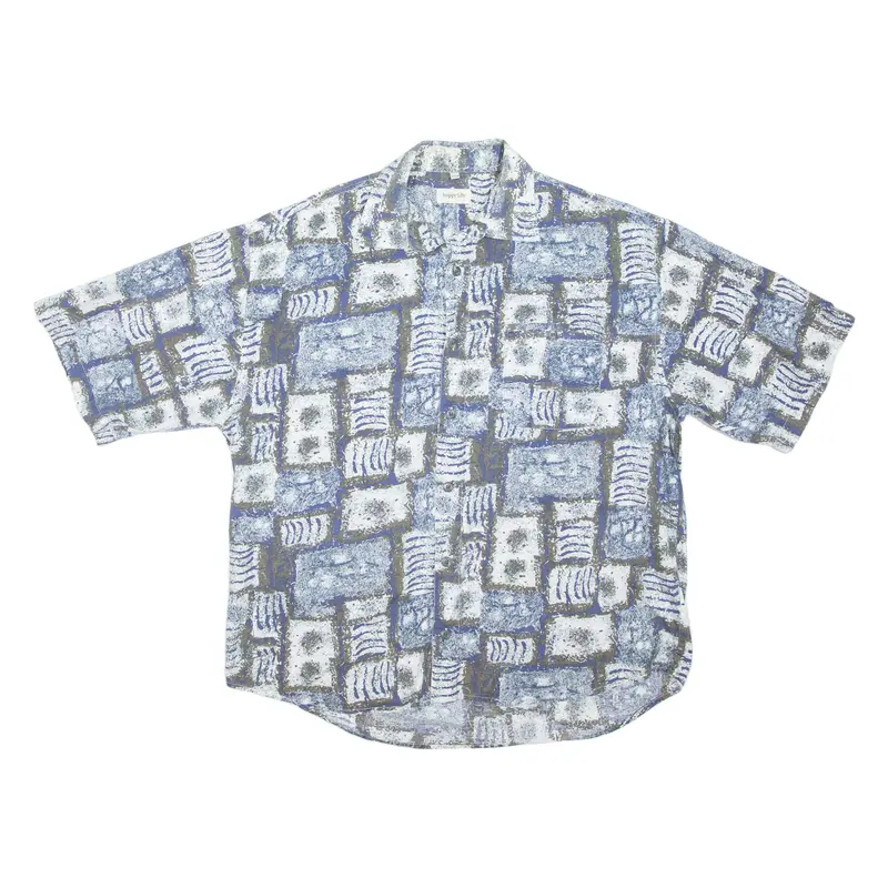 Happy Life Mens Shirt Blue Crazy Pattern L 1
