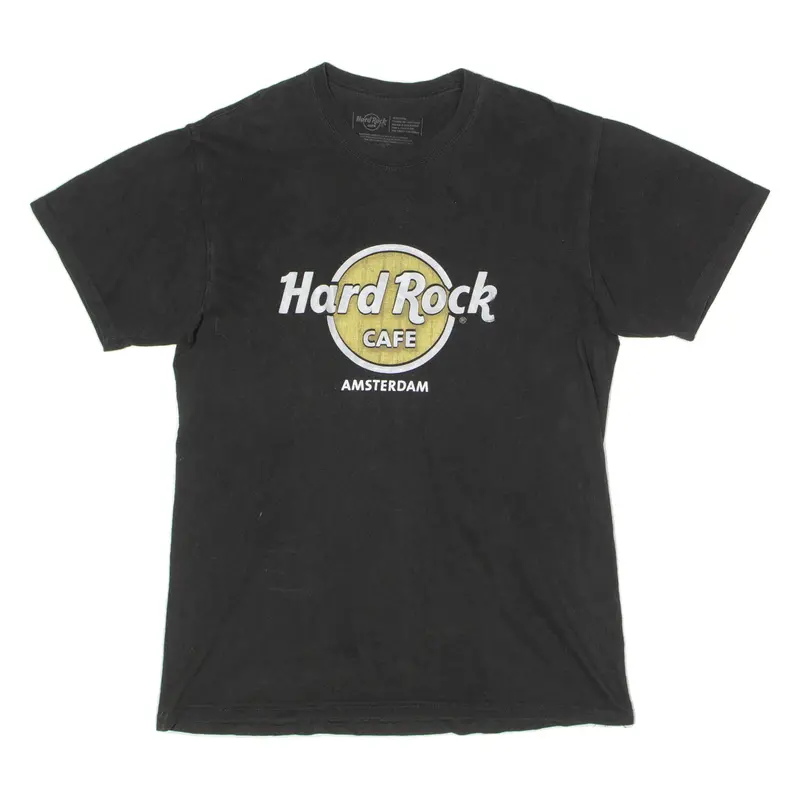 Hard Rock Cafe Amsterdam Mens T-Shirt Black Crew Neck M 1