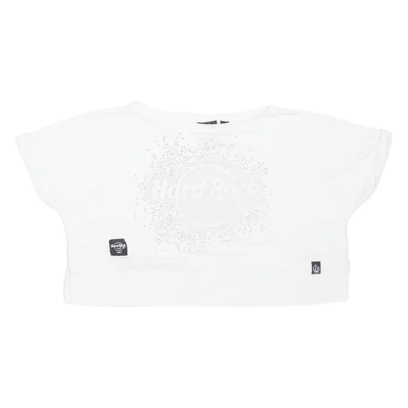 Hard Rock Cafe Cropped Womens T-Shirt White Viscose S 1