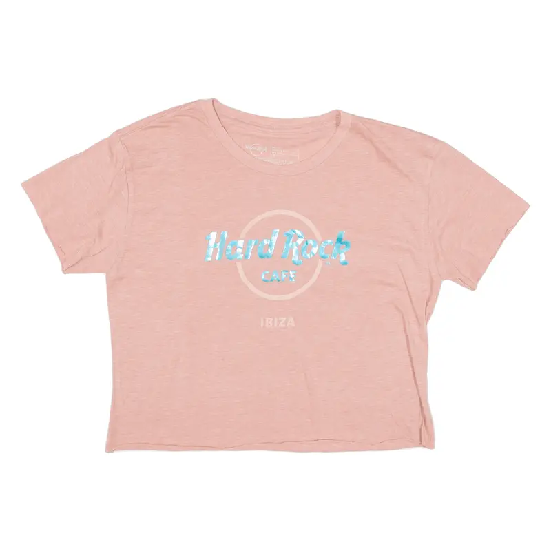 Hard Rock Cafe Ibiza Cropped Womens T-Shirt Pink M 1