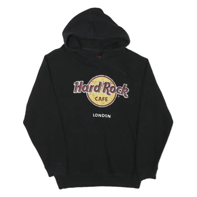 Hard Rock Cafe Mens Black London Pullover Hoodie L Cotton Blend Casual 1