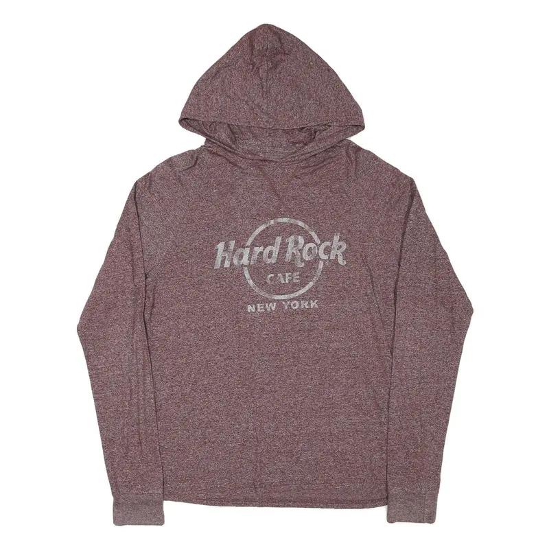 Hard Rock Cafe Mens Maroon Pullover Hoodie S New York Cotton Blend 1