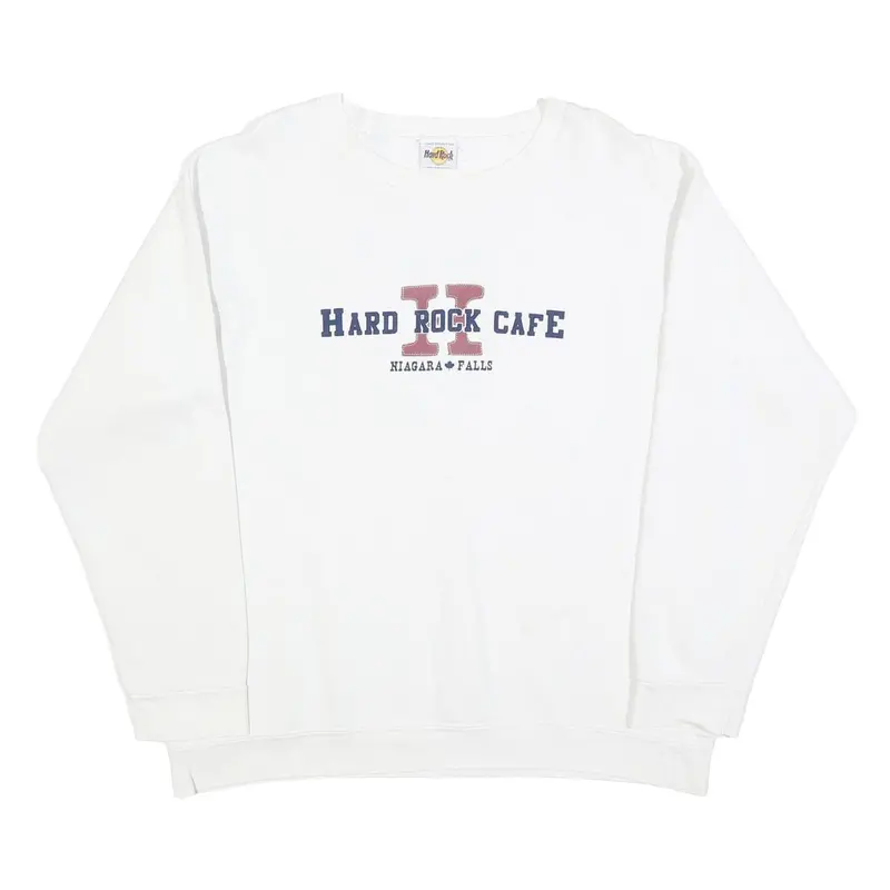 Hard Rock Cafe Mens White Niagara Falls Crew Neck L Cotton Blend Sweatshirt 1