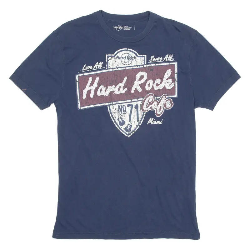 Hard Rock Cafe Miami Mens T-Shirt Blue Crew Neck M 1