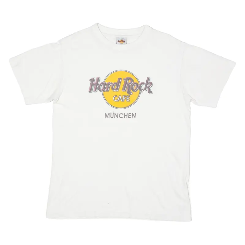 Hard Rock Cafe Munchen Mens T-Shirt White Crew Neck S 1