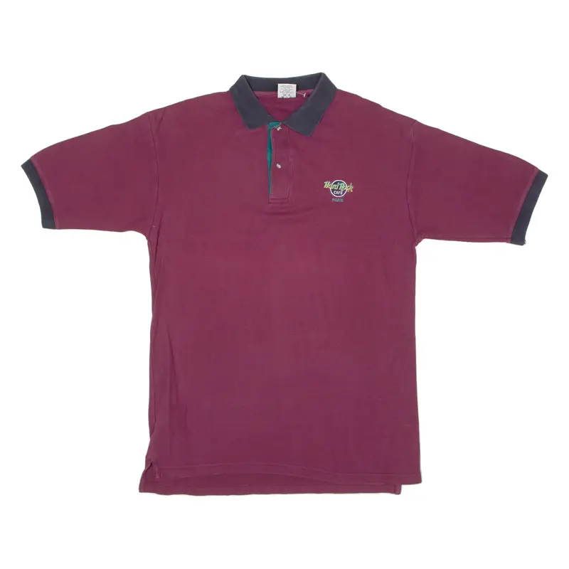 Hard Rock Cafe Paris Mens Polo Shirt Maroon M 1