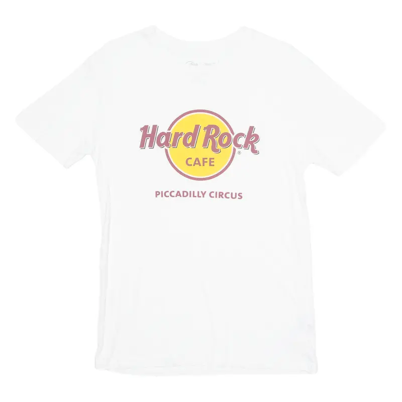 Hard Rock Cafe Piccadilly Circus Mens T-Shirt White Crew Neck S 1
