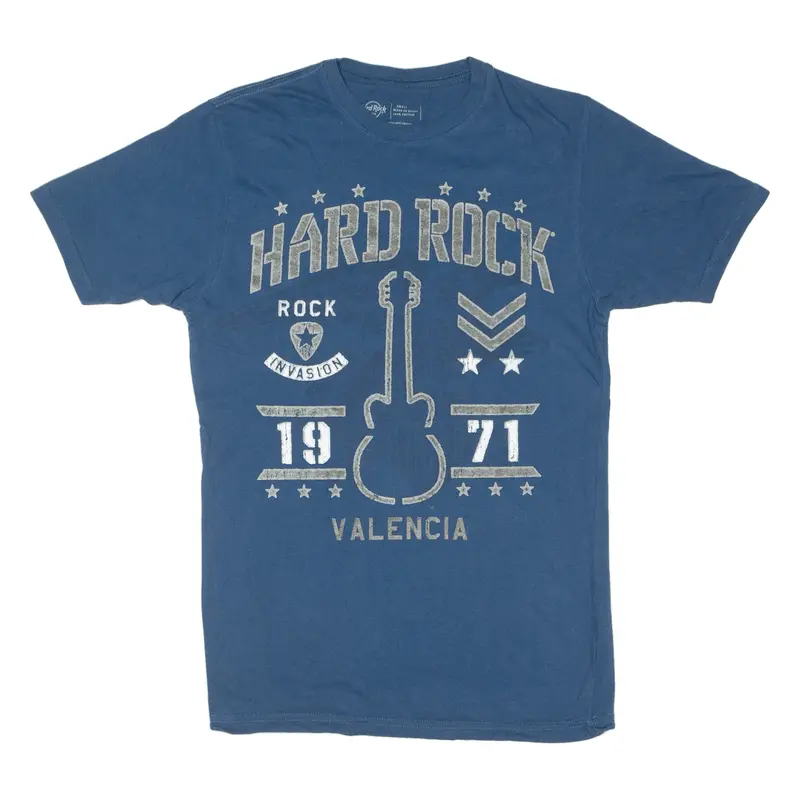 Hard Rock Cafe Valencia 1971 Mens T-Shirt Blue S 1