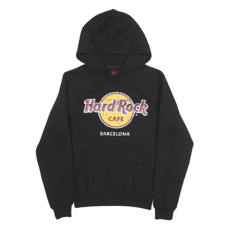 Hard Rock Cafe Womens Black Hoodie S Barcelona Cotton Blend Pullover Casual 1