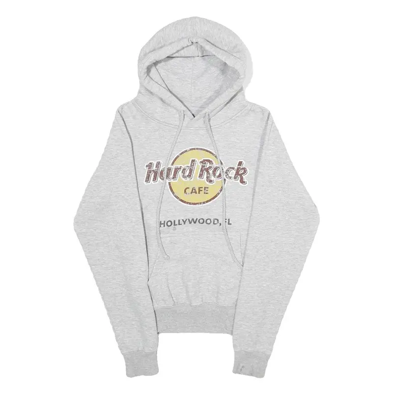 Hard Rock Cafe Womens Grey Hoodie Xs Hard Rock Hollywood Pullover Cotton Blend 1