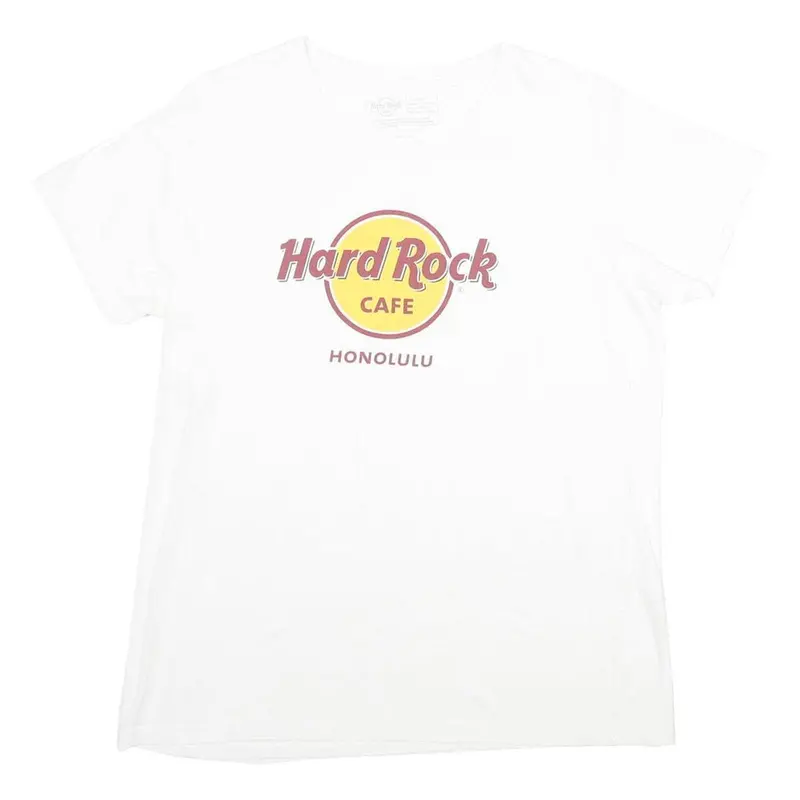 Hard Rock Cafe Womens White Honolulu Graphic T-Shirt Xl Short Sleeve Crew Neck 1