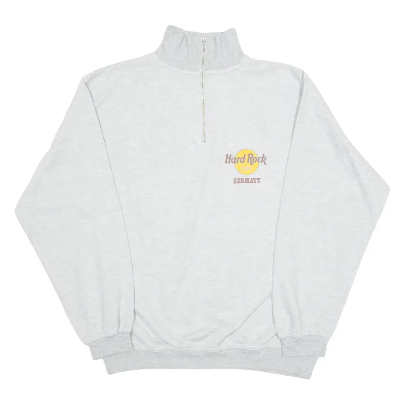 Hard Rock Cafe Zermatt Mens Sweatshirt Grey 1/4 Zip M 1