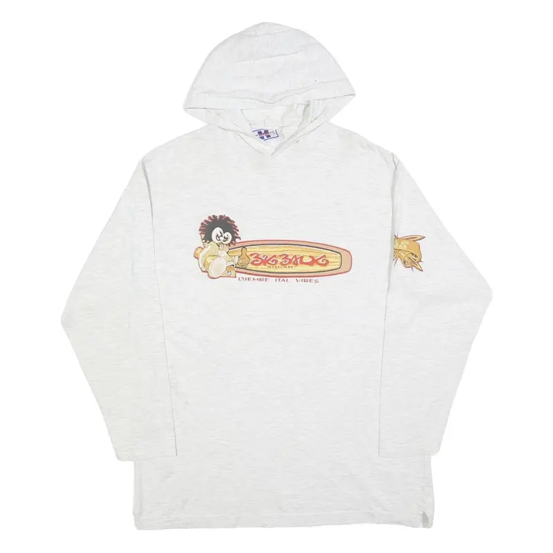 Hardwear Womens White Big Bang Squad Hoodie L Cartoon Graphic Cotton Blend 1