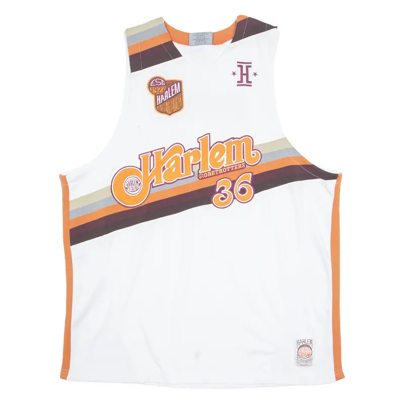 Harlem Globetrotters Mens Jersey White Sleeveless Usa Crew Neck 3Xl 1