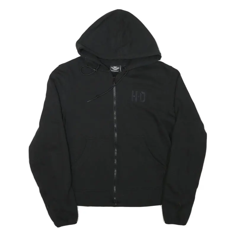 Harley Davidson Boys Black Full Zip Hoodie M Cotton Blend Casual Urban 1