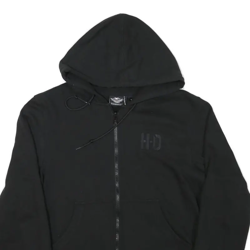 Harley Davidson Boys Black Full Zip Hoodie M Cotton Blend Casual Urban 2
