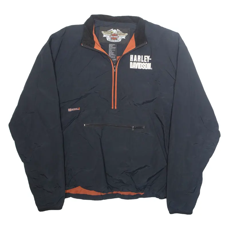 Harley Davidson Mens Anorak Jacket Black Nylon Xl 1