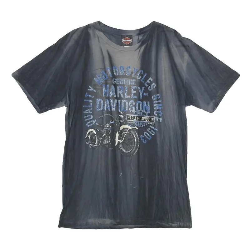 Harley Davidson Mens Black Graphic T-Shirt M Cotton Crew Neck Short Sleeve 1