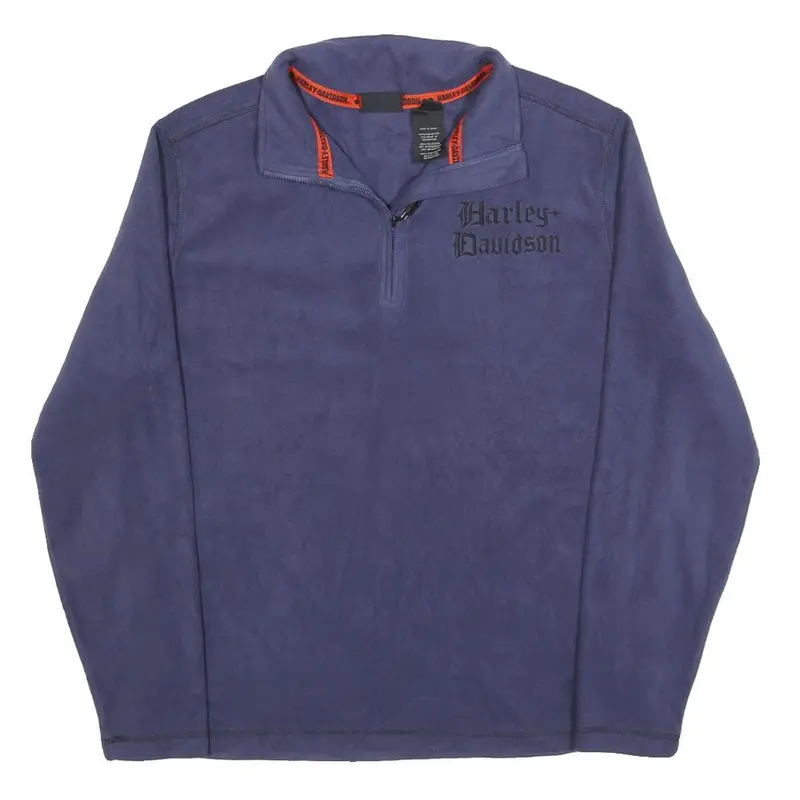 Harley Davidson Mens Blue Pullover Plain Round Neck Basic Knit S Polyester 1