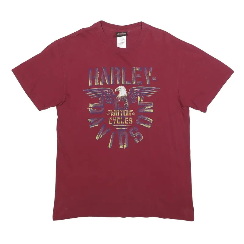 Harley Davidson Mens Maroon Graphic T-Shirt L Short Sleeve Crew Neck Bächli 1