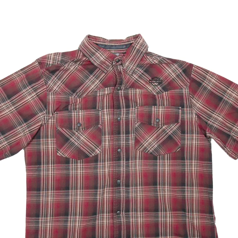 Harley Davidson Mens Shirt Red Check S 2