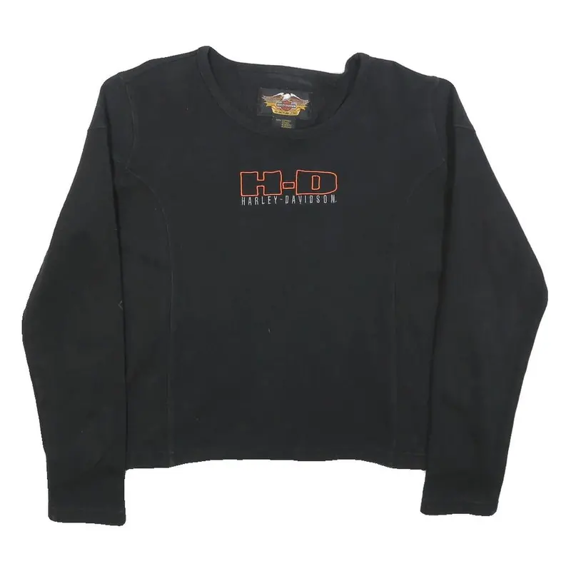 Harley Davidson Womens Black Cotton Crew Neck Xl Sweatshirt H-D Logo 1