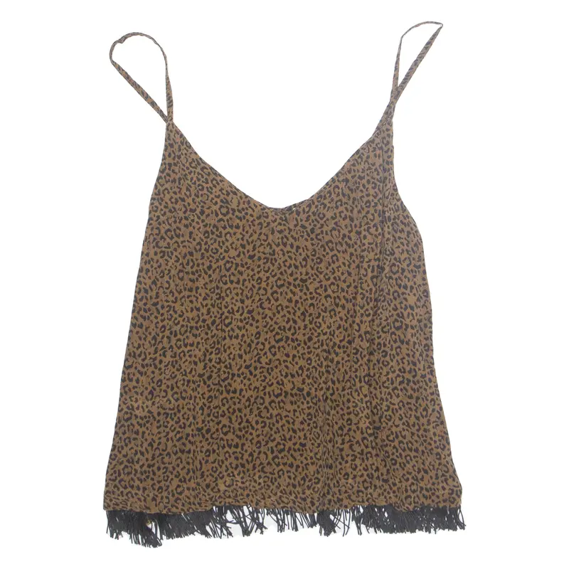 Hays Womens Camisole Vest Brown V-Neck Animal Print S 1