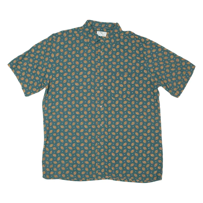 Hb Renz Leaves Mens Shirt Green Crazy Pattern Xl 1
